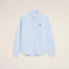 Blue Cotton Classic Long Sleeve Shirt Button Down Collar with Embroidered Adc Blue Cotton Classic Long Sleeve Shirt Button Down Collar with Embroidered Adc