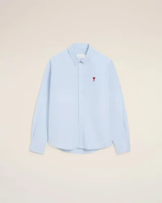 Blue Cotton Classic Long Sleeve Shirt Button Down Collar with Embroidered Adc Blue Cotton Classic Long Sleeve Shirt Button Down Collar with Embroidered Adc