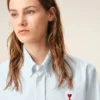 Blue Cotton Classic Long Sleeve Shirt Button Down Collar with Embroidered Adc Blue Cotton Classic Long Sleeve Shirt Button Down Collar with Embroidered Adc