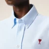 Blue Cotton Classic Long Sleeve Shirt Button Down Collar with Embroidered Adc Blue Cotton Classic Long Sleeve Shirt Button Down Collar with Embroidered Adc