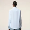 Blue Cotton Classic Long Sleeve Shirt Button Down Collar with Embroidered Adc Blue Cotton Classic Long Sleeve Shirt Button Down Collar with Embroidered Adc