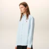 Blue Cotton Classic Long Sleeve Shirt Button Down Collar with Embroidered Adc Blue Cotton Classic Long Sleeve Shirt Button Down Collar with Embroidered Adc
