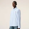 Blue Cotton Classic Long Sleeve Shirt Button Down Collar with Embroidered Adc Blue Cotton Classic Long Sleeve Shirt Button Down Collar with Embroidered Adc