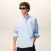 Blue Cotton Classic Long Sleeve Shirt Button Down Collar with Embroidered Adc Blue Cotton Classic Long Sleeve Shirt Button Down Collar with Embroidered Adc
