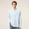 Blue Cotton Classic Long Sleeve Shirt Button Down Collar with Embroidered Adc Blue Cotton Classic Long Sleeve Shirt Button Down Collar with Embroidered Adc
