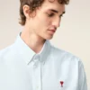 Blue Cotton Classic Long Sleeve Shirt Button Down Collar with Embroidered Adc Blue Cotton Classic Long Sleeve Shirt Button Down Collar with Embroidered Adc