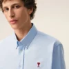 Blue Cotton Classic Long Sleeve Shirt Button Down Collar with Embroidered Adc Blue Cotton Classic Long Sleeve Shirt Button Down Collar with Embroidered Adc