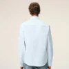 Blue Cotton Classic Long Sleeve Shirt Button Down Collar with Embroidered Adc Blue Cotton Classic Long Sleeve Shirt Button Down Collar with Embroidered Adc