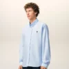 Blue Cotton Classic Long Sleeve Shirt Button Down Collar with Embroidered Adc Blue Cotton Classic Long Sleeve Shirt Button Down Collar with Embroidered Adc