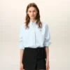 Blue Cotton Classic Long Sleeve Shirt Button Down Collar with Embroidered Adc Blue Cotton Classic Long Sleeve Shirt Button Down Collar with Embroidered Adc