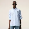 Blue Cotton Classic Long Sleeve Shirt Button Down Collar with Embroidered Adc Blue Cotton Classic Long Sleeve Shirt Button Down Collar with Embroidered Adc