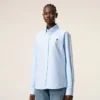 Blue Cotton Classic Long Sleeve Shirt Button Down Collar with Embroidered Adc Blue Cotton Classic Long Sleeve Shirt Button Down Collar with Embroidered Adc