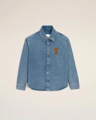 Blue Cotton Knitted Ami De Coeur Overshirt Blue Cotton Knitted Ami De Coeur Overshirt
