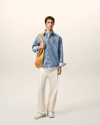 Blue Cotton Knitted Ami De Coeur Overshirt Blue Cotton Knitted Ami De Coeur Overshirt