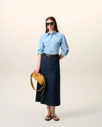 Blue Cotton Sharp Collar Fitted Shirt Blue Cotton Sharp Collar Fitted Shirt