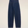 Blue Cotton Wrapped Belted Ballon Fit Jeans Blue Cotton Wrapped Belted Ballon Fit Jeans