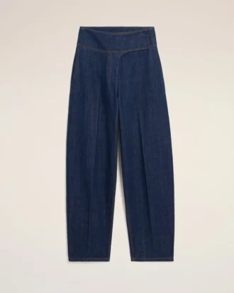 Blue Cotton Wrapped Belted Ballon Fit Jeans Blue Cotton Wrapped Belted Ballon Fit Jeans