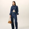 Blue Cotton Wrapped Belted Ballon Fit Jeans Blue Cotton Wrapped Belted Ballon Fit Jeans