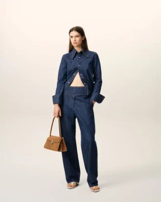 Blue Cotton Wrapped Belted Ballon Fit Jeans Blue Cotton Wrapped Belted Ballon Fit Jeans