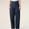 Blue Cotton Wrapped Belted Ballon Fit Jeans Blue Cotton Wrapped Belted Ballon Fit Jeans