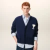 Blue Wool Ami De Coeur Cardigan Blue Wool Ami De Coeur Cardigan