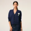 Blue Wool Ami De Coeur Cardigan Blue Wool Ami De Coeur Cardigan