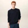 Blue Wool Crewneck Sweater with Contrasted Ami De Coeur Blue Wool Crewneck Sweater with Contrasted Ami De Coeur