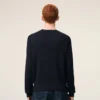 Blue Wool Crewneck Sweater with Contrasted Ami De Coeur Blue Wool Crewneck Sweater with Contrasted Ami De Coeur