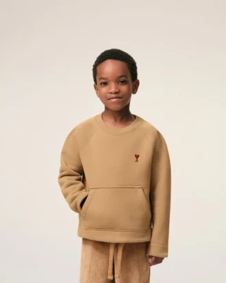 Brown Cotton Ami De Coeur Crewneck Sweatshirt
