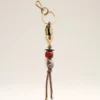 Brown Leather and Metal Ami De Coeur Pearls Keyring Brown Leather and Metal Ami De Coeur Pearls Keyring