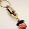 Brown Leather and Metal Ami De Coeur Pearls Keyring Brown Leather and Metal Ami De Coeur Pearls Keyring