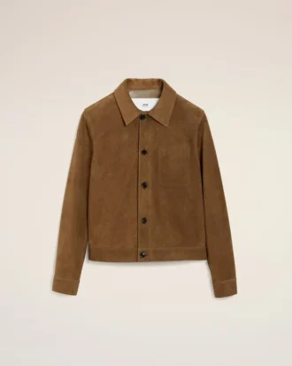 Brown Leather Buttoned Ami De Coeur Jacket Brown Leather Buttoned Ami De Coeur Jacket