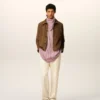 Brown Leather Buttoned Ami De Coeur Jacket Brown Leather Buttoned Ami De Coeur Jacket