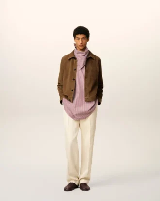 Brown Leather Buttoned Ami De Coeur Jacket Brown Leather Buttoned Ami De Coeur Jacket