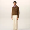 Brown Leather Buttoned Ami De Coeur Jacket Brown Leather Buttoned Ami De Coeur Jacket