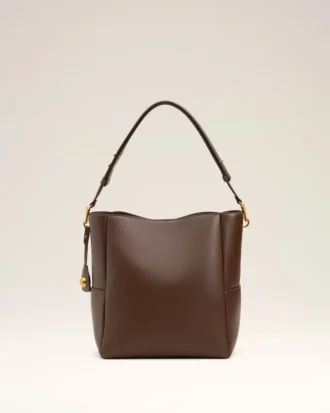 Brown Smooth Leather Carrousel Bucket Bag