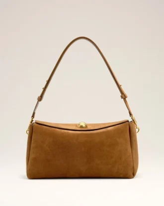 Brown Suede Leather Carrousel Medium Bag