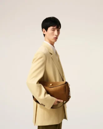 Brown Suede Leather Carrousel Medium Bag