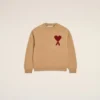Brown Wool Ami De Coeur Crewneck Sweater Brown Wool Ami De Coeur Crewneck Sweater
