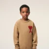 Brown Wool Ami De Coeur Crewneck Sweater Brown Wool Ami De Coeur Crewneck Sweater