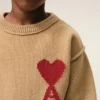 Brown Wool Ami De Coeur Crewneck Sweater Brown Wool Ami De Coeur Crewneck Sweater