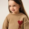 Brown Wool Ami De Coeur Crewneck Sweater Brown Wool Ami De Coeur Crewneck Sweater