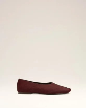 Burgundy Leather Bicolor Flat Shoes