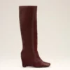 Burgundy Leather Bicolor Knee High Boots Burgundy Leather Bicolor Knee High Boots