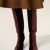 Burgundy Leather Bicolor Knee High Boots Burgundy Leather Bicolor Knee High Boots