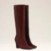 Burgundy Leather Bicolor Knee High Boots Burgundy Leather Bicolor Knee High Boots