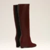 Burgundy Leather Bicolor Knee High Boots Burgundy Leather Bicolor Knee High Boots