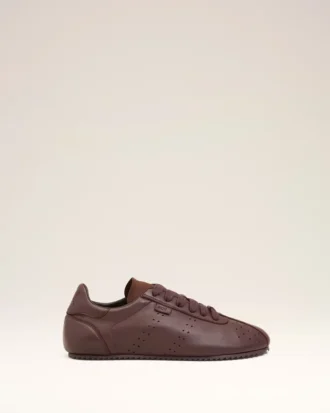 Burgundy Smooth Leather Low Top Step Sneakers