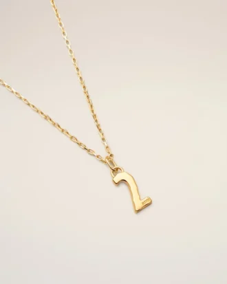 Gold Brass Hammered “2” Pendant Necklace Gold Brass Hammered “2” Pendant Necklace