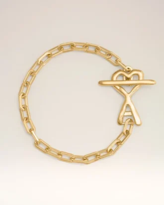 Gold Brass Hammered Ami De Coeur Bracelet